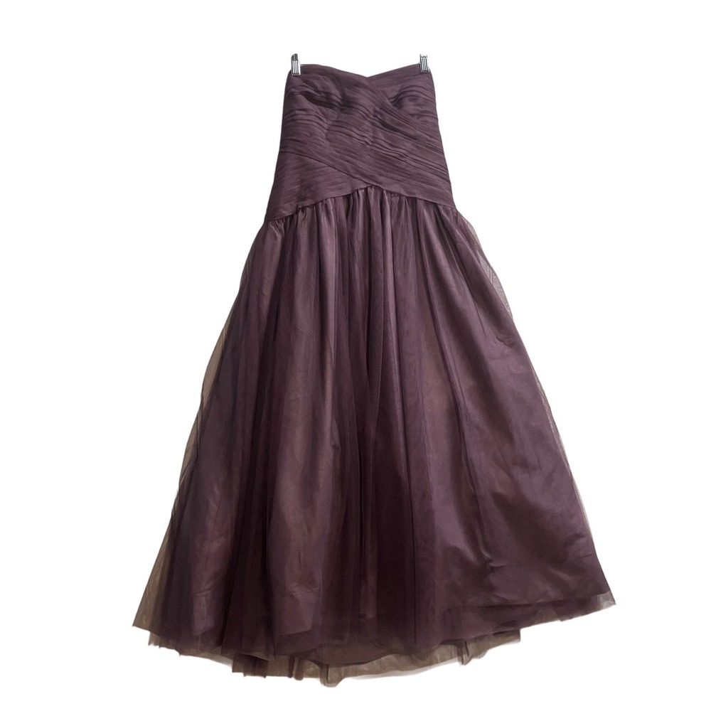 Monique Lhuillier Prom Bridesmaids Strapless Chiffon Gown Plum Purple SZ 10 EUC‎